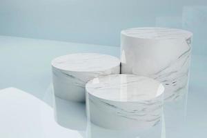 Set of realistic 3D round podium isolated on pastel color background photo
