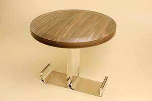 3D Rendering, Circle Table Wood and Glass Elegant Design photo