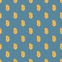 Seamless pattern with 3D bitcoin logo on a blue background vector art illustration.