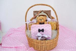 beautiful gift basket as a background photo