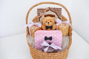 beautiful gift basket as a background photo