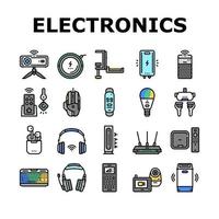 Electronics Digital Technology Icons Set Vector