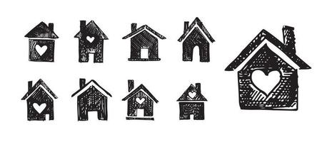 House icon hand drawn illustration vector