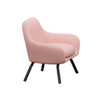 Sillón rosa 3d. sofá rosa suave. representación 3d png