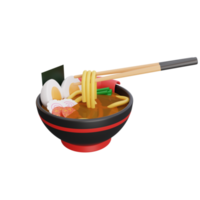 ilustração 3D de ramen de comida asiática, comida japonesa png