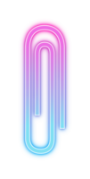 Neon paper clip glowing in blue and pink light png