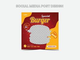 Burger social media post design vector