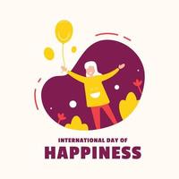 Flat International Day of Happiness Illustration Background vector