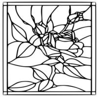 Black and white stained glass template and patterns vector