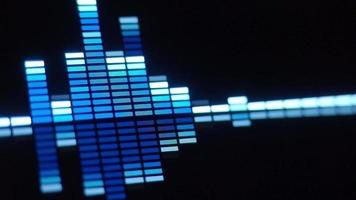 Sound Equalizer. Digital music or sound wave footage. audio waveform equalizer scale on black loop animation. color music equalizer abstract. gradient spectrum bar graph. Wave Glowing Pulsing dancing video