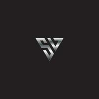 SA square logotriangle silver logo metal logo monogram black background vector