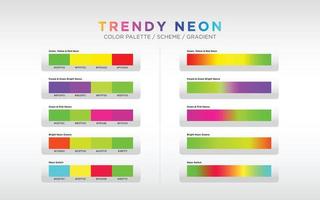 paletas de colores de neón, esquemas de color y degradados de color. conjunto de degradados de colores. elementos de color de diseño vectorial para su diseño. vector