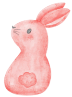 illustration de dessin à la main de dessin animé mignon lapin rose aquarelle png