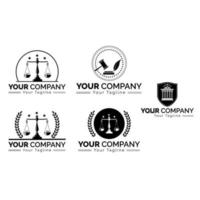 conjunto de símbolos legales, justicia, bufete de abogados, bufete de abogados, servicios de abogados, plantilla de diseño vectorial pro vector