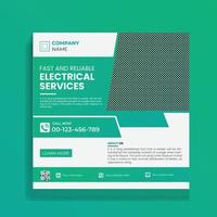 diseño de banner de redes sociales de servicios eléctricos modernos y limpios vector