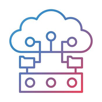 icono de gradiente de línea de copia de seguridad en la nube vector