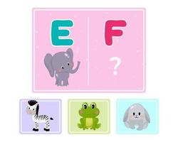 Educational logic game for kids. Children's alphabet education. Development of logic iq. Visual intelligence, mind games. Vector illustration.