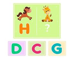 juego de lógica educativa para niños. educación del alfabeto infantil. desarrollo de la lógica iq. inteligencia visual, juegos mentales. ilustración vectorial vector