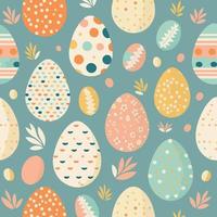 ood themed collection of easter eggs as pattern background vector