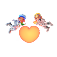 3D rendering of cartoon space lovers png