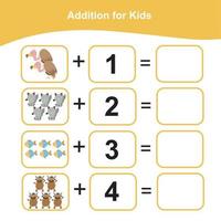 ficha matematica para niños. hoja de trabajo de matemáticas imprimible educativa. actividad de contar y escribir. archivo vectorial vector