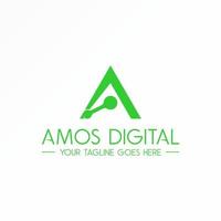 letra o palabra una fuente como triangular con imagen digital icono gráfico diseño de logotipo concepto abstracto vector stock. se puede utilizar como un símbolo relacionado con la tecnología o inicial