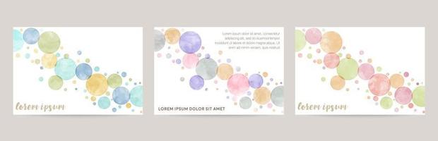 vector card design template with colorful bubbles, watercolor decoration on white background