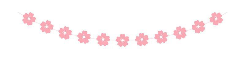 Cherry Blossom Garland, Cute Floral Bunting Spring Design Elements vector