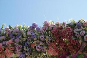 Beautiful flowers adorn the fabric. photo