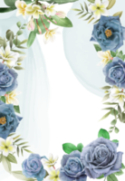élégante carte d'invitation de mariage de roses bleu royal png
