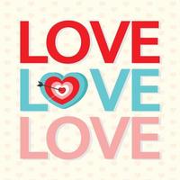 Love text with arrow targe for Happy Valentines day. vector