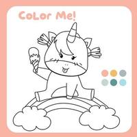 Coloring worksheet for children. Unicorn theme. Vector illustrations.