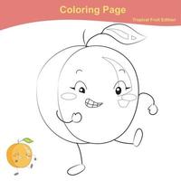 Fruit coloring worksheet page. Coloring cute fruit worksheet page. Educational printable colouring worksheet. Vector illustration in cartoon style.