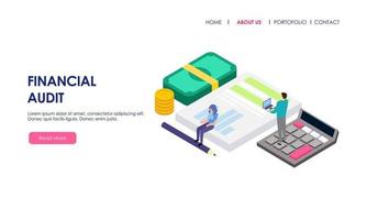 concepto de negocio de auditoría financiera con carácter para la página de destino del sitio web vector