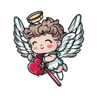 Funny cupid or little angels isolated on a transparent background. Valentines day card, romantic elements. Hand-drawn illustration. png
