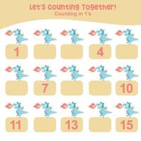 Mathematic counting worksheet. Math activity, count and write the missing numbers, math multiples. Educational printable math worksheet for children. Vector File.
