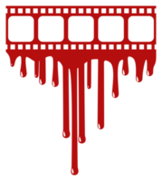 silhouet van de bloederig streep film teken voor film icoon symbool met genre verschrikking, thriller, bloed, sadistisch, spatten, slasher, mysterie, eng. formaat PNG