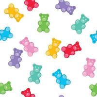 Colorful gummy bears seamless pattern, gummy candies. Bright jelly sweets background. Vector illustration