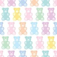 Cute pastel gummy bears seamless pattern, gummy candies. Bright jelly sweets background. Vector illustration