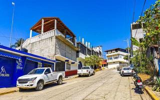 Puerto Escondido Oaxaca Mexico 2023 Busy road street driving cars traffic jam Puerto Escondido Mexico. photo