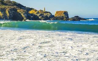 Extremely huge big surfer waves beach La Punta Zicatela Mexico. photo