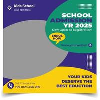 Back to school or school admission educational social media post design  Templates vector