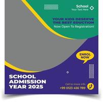 Back to school or school admission educational social media post design  Templates vector