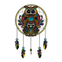 hibou coloré, illustration d'art illustration à motifs ethniques. png