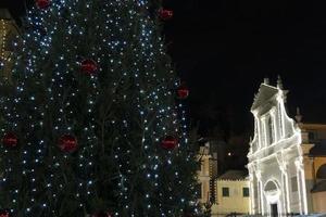 Chiavari historical medieval town street ights for christmas photo