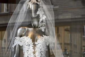modern bride white dress mannequin photo