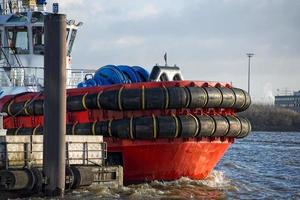 hamburg port tugboat detail close up photo