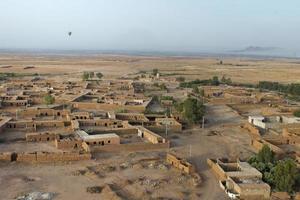 Maroc settlement in the desert near Marrakech aerial view photo