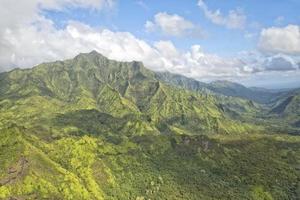 kauai hawaii island mountains and canyon aerial view from helicopter photo