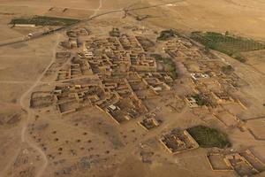 Maroc settlement in the desert near Marrakech aerial view photo